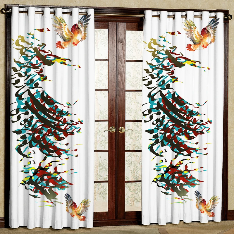 پرده مدل مخمل پانچی طرح نستعلیق کد 4791T2 سایز 200x140 سانتی متر