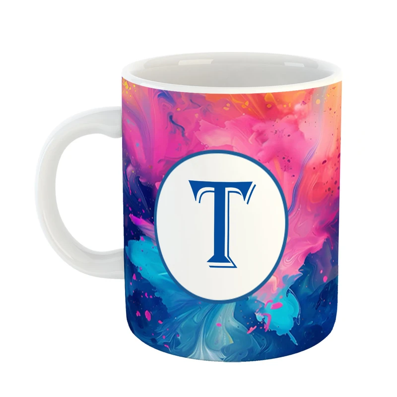 ماگ پادآفرین مدل فانتزی طرح حرف T کد 19