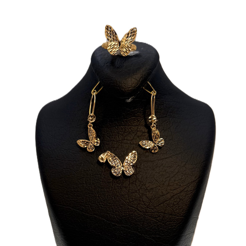 نیم ست طلا 18 عیار زنانه گالری طلا و جواهر هانی مدل پروانه کد 2142