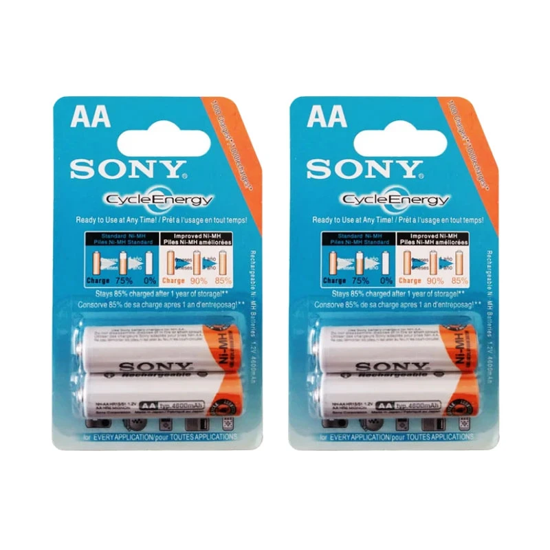 باتری قلمی قابل شارژ سونی مدل AA با ظرفیت 4600 میلی آمپر بسته 4 عددی 