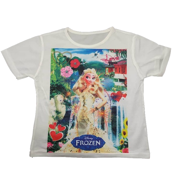 تی شرت آستین کوتاه دخترانه مدل السا فروزن کد 88