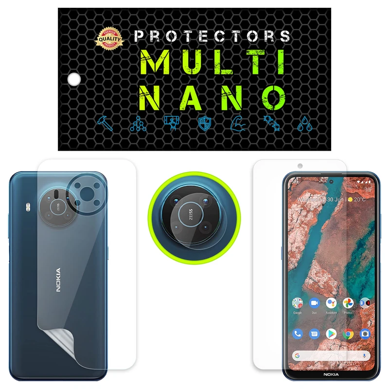 محافظ صفحه نمایش شفاف نانو هیدروژل مولتی نانو مدل X-SFT مناسب برای گوشی موبایل نوکیا X20 به همراه محافظ پشت و محافظ لنز دوربین