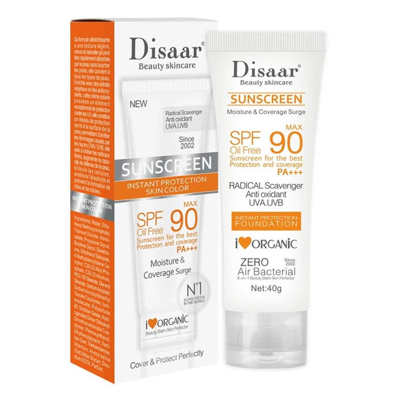 کرم ضد آفتاب بدون رنگ دیسار SPF 90 مدل no.ds313-2 مناسب پوست های چرب وزن 40 گرم
