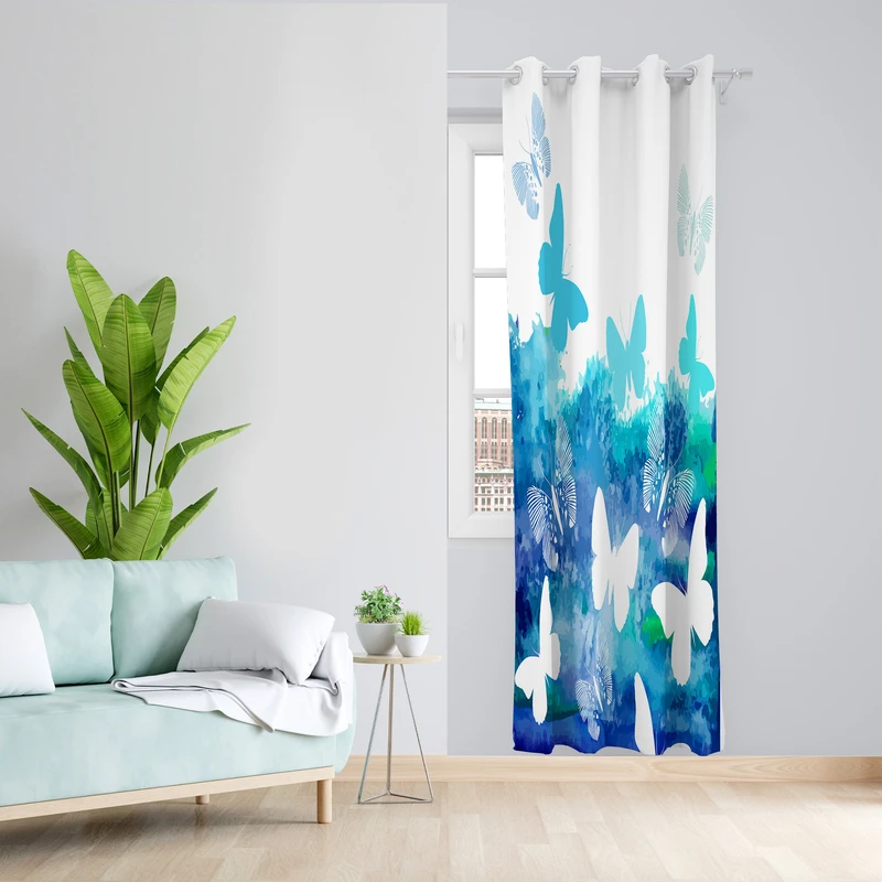 پرده طرح پروانه مدل مخمل پانچی کد 4176 z سایز 140x200 سانتی متر