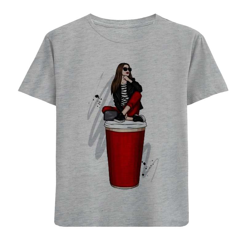 تی شرت آستین کوتاه دخترانه مدل دخترو لیوان F743