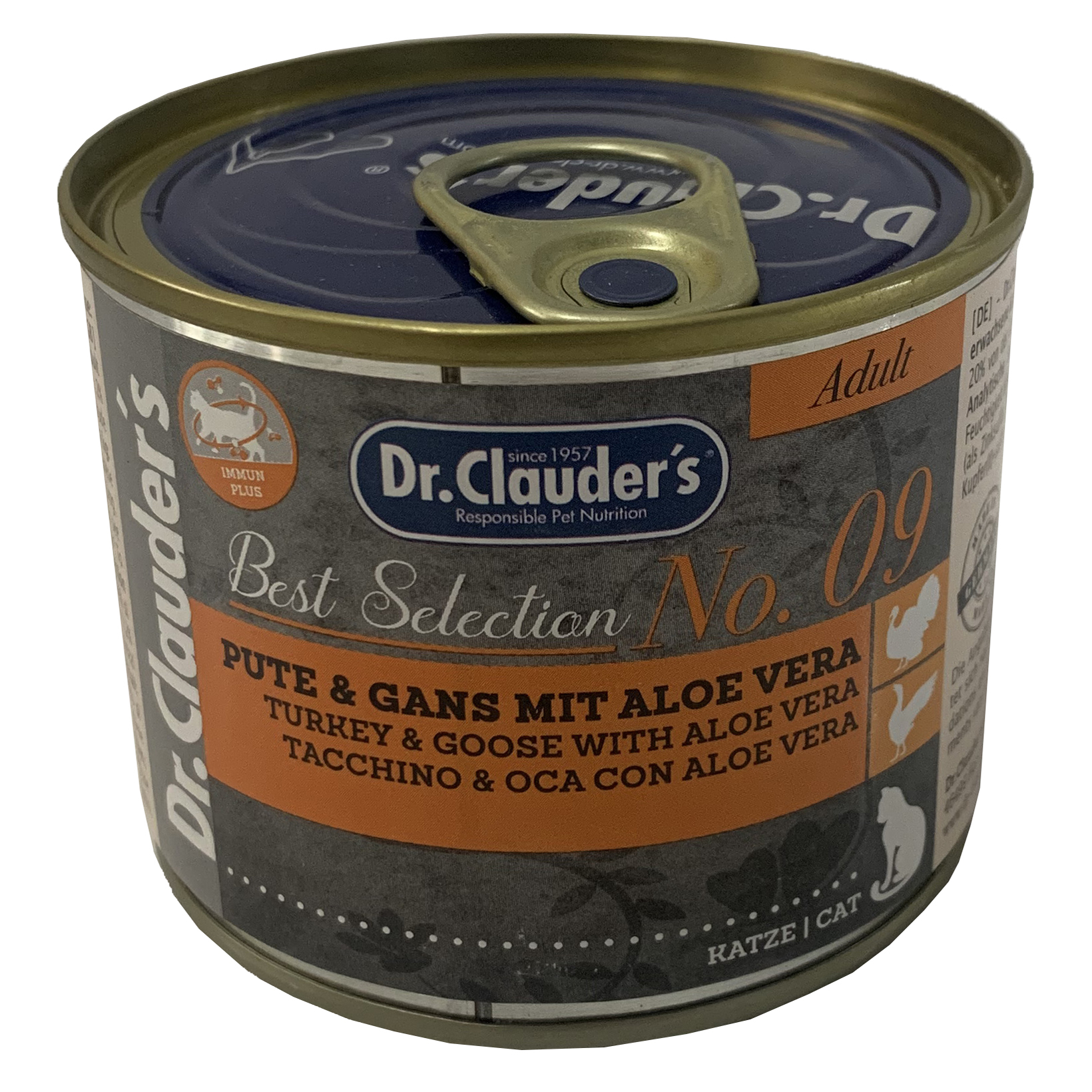 کنسرو غذای گربه دکتر کلادرز مدل Turkey & Goose with AloeVera NO.09 وزن 200 گرم