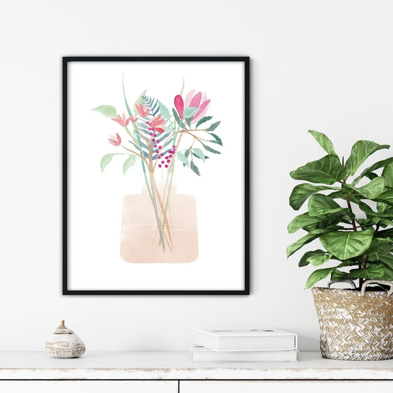 تابلو آتریسا طرح گل مدرن مدل ATFF300 فریم مشکی