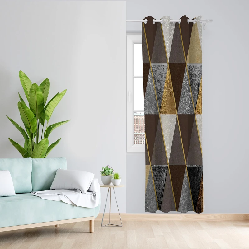 پرده طرح مثلث مدل مخمل پانچی کد 1387 سایز 140x200 سانتی متر