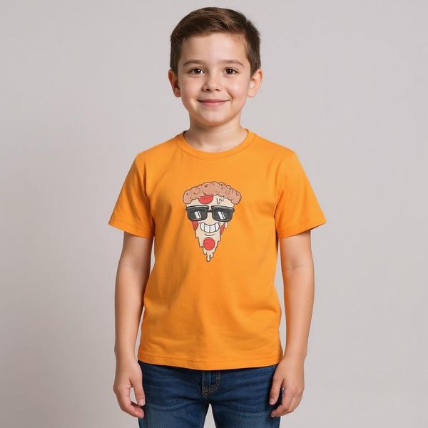 تی شرت آستین کوتاه پسرانه لینتل  مدل pizza کد 0050