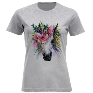 تی شرت آستین کوتاه زنانه مدل اسب تکشاخ کد A06