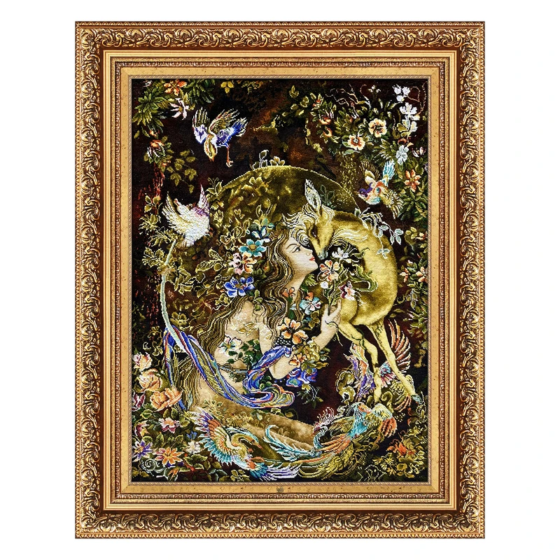 تابلو فرش دستباف فرش میرنظامی طرح مینیاتور تمنا کد 2054