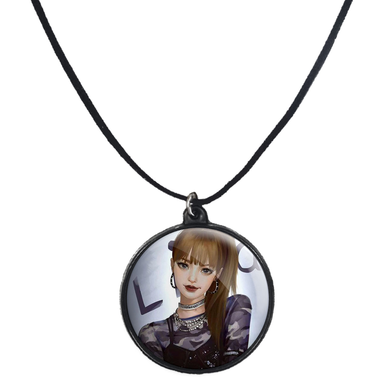 گردنبند پرمانه طرح بلک پینک کد pmb.6949 مدل دو طرفه