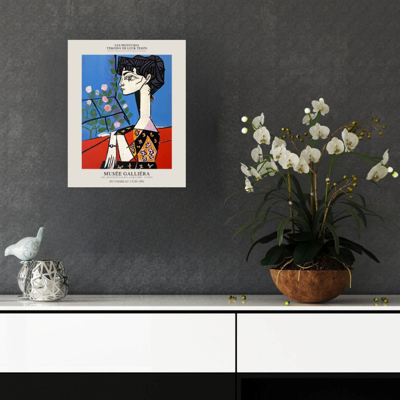 پوستر مدل وینتیج پابلو پیکاسو -ژاکلین با گل