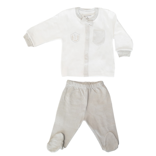 ست شومیز و شلوار نوزادی عزیز ب ب مدل پاپیون کد 2815