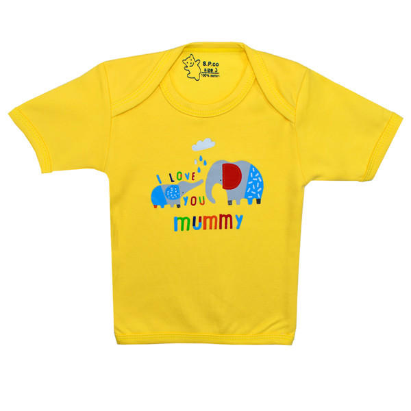 تی شرت آستین کوتاه نوزادی اسپیکو مدل فیل و زرافه