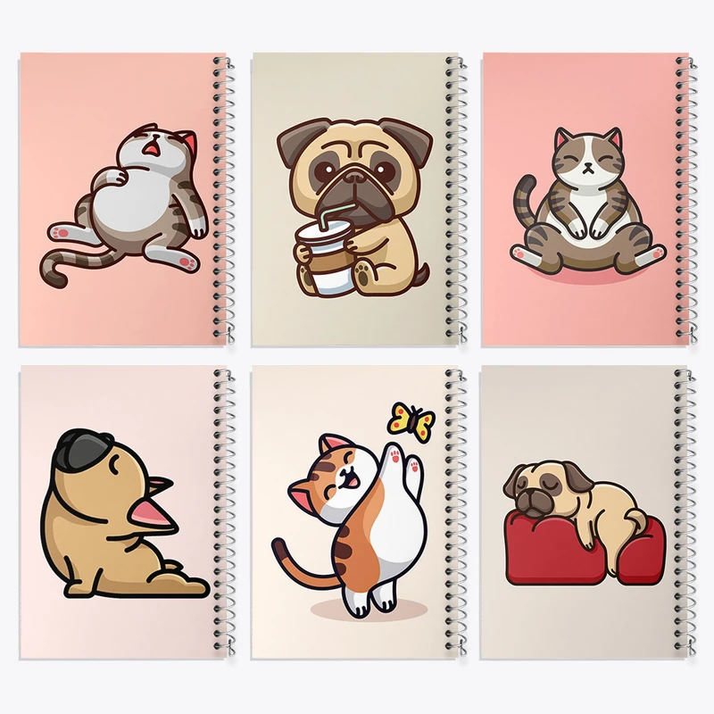 دفتر نقاشی 50 برگ خندالو طرح سگ و گربه کد 443 مجموعه 6 عددی