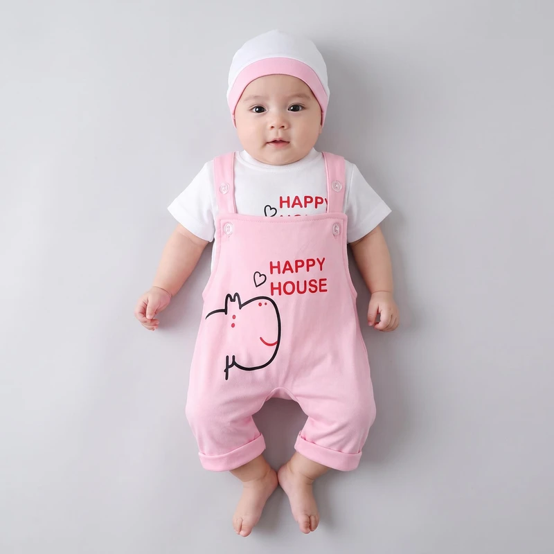 ست 3 تکه لباس راحتی نوزادی مدل Happy کد M44
