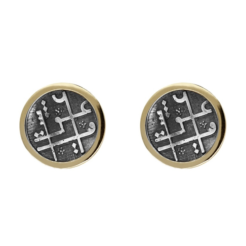 گوشواره میخی طلا 18 عیار زنانه تاج مدل سکه عشق