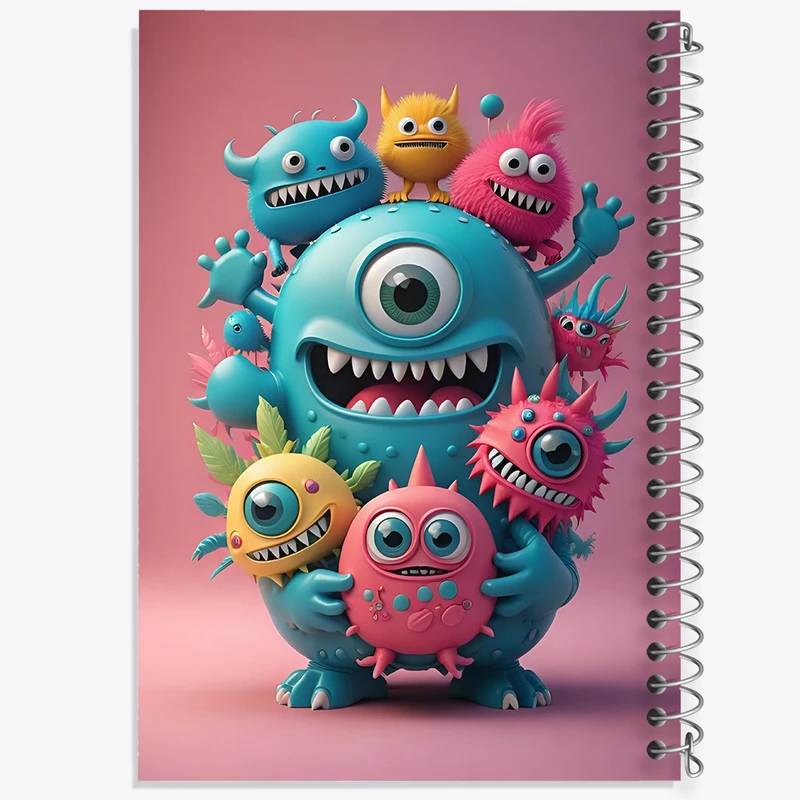 دفتر شطرنجی 50 برگ خندالو طرح هیولاهای بامزه کد N5851