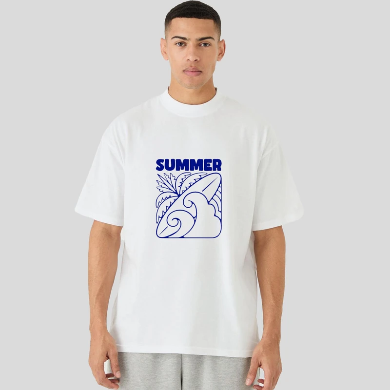 تی شرت مردانه آستین سه ربع پنبه دورو مدل summer