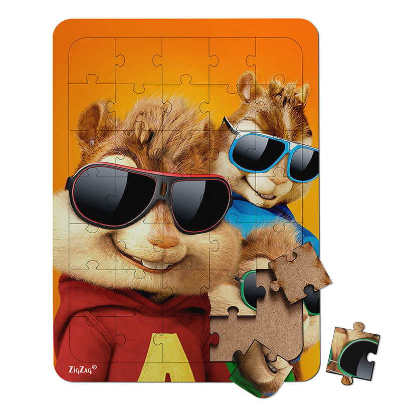 پازل 35 تکه زیگ زاگ مدل چوبی آلوین و سنجابها کد 351014