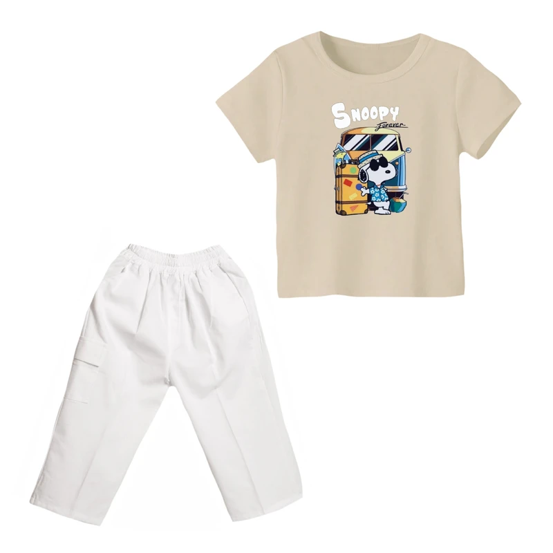 ست تی شرت و شلوارک پسرانه مدل اسنوپی کد ۵۰