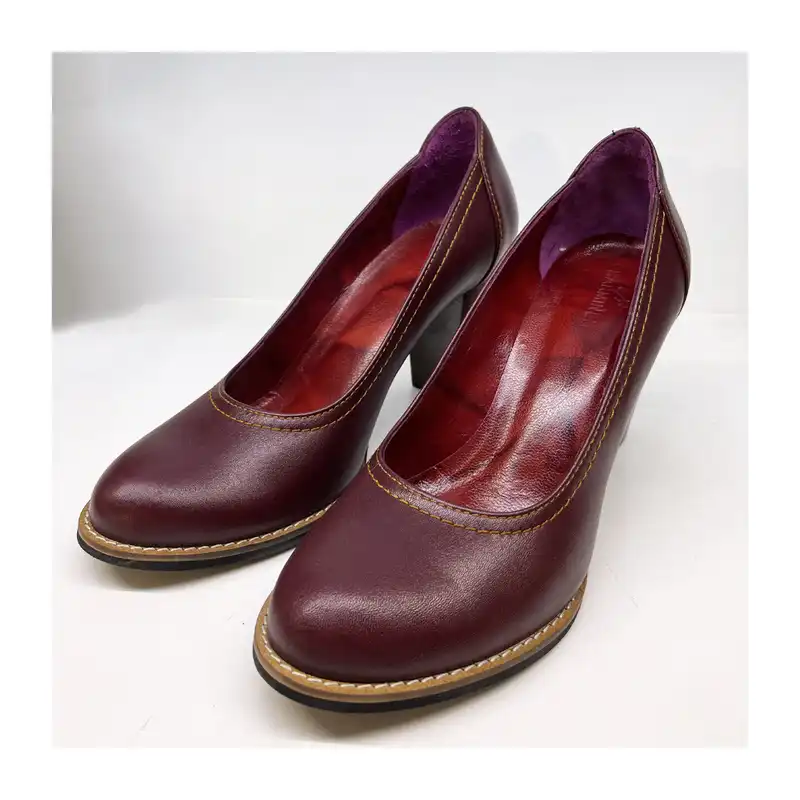 کفش زنانه سرزمین چرم کد 1236 رنگ زرشکی