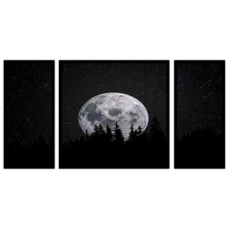 تابلو بکلیت طرح دکوراتیو و هنری ماه  مدل B-bu3243 مجموعه 3 عددی