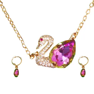 نیم ست زنانه مدل استیل نگین دار طرح قو کد 720