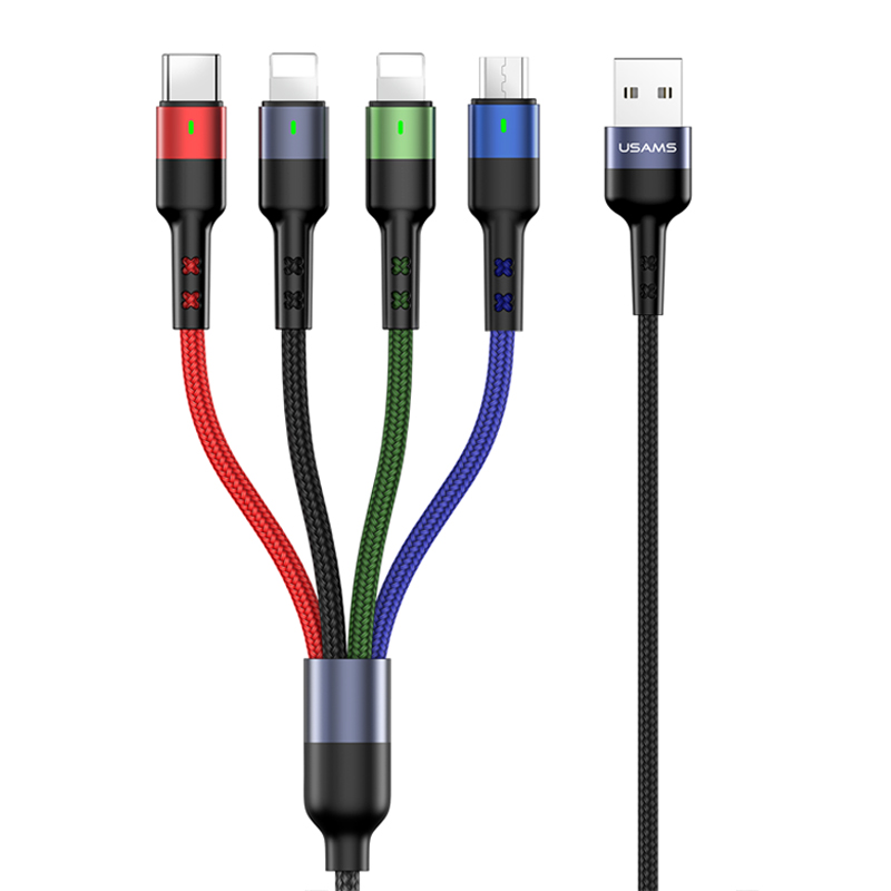 کابل تبدیل USB به microUSB /لایتنینگ/USB-C یوسمز مدل US-SJ413 U26 طول 3 متر