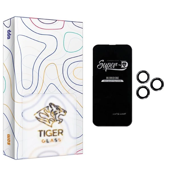 محافظ صفحه نمایش تایگر گلس مدل APL2 SuperD مناسب برای گوشی موبایل اپل iPhone 13 Pro Max  به همراه محافظ لنز گوشی