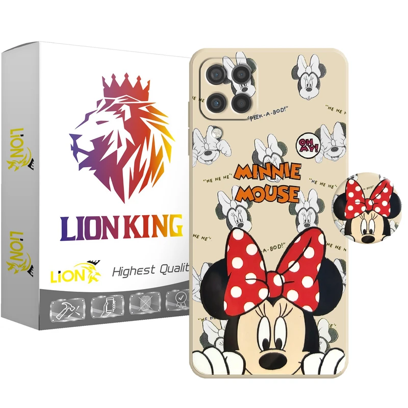  کاور لاین کینگ مدل مینی موس SL PAPIUN RED مناسب برای گوشی موبایل سامسونگ Galaxy A22 4G به همراه پایه نگهدارنده