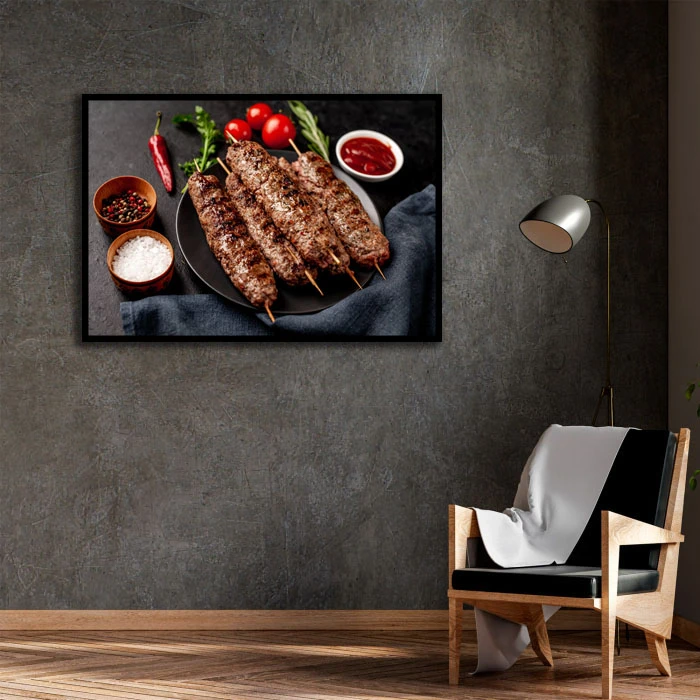 تابلو بکلیت طرح کباب کوبیده مدل B-D2341 فریم مشکی