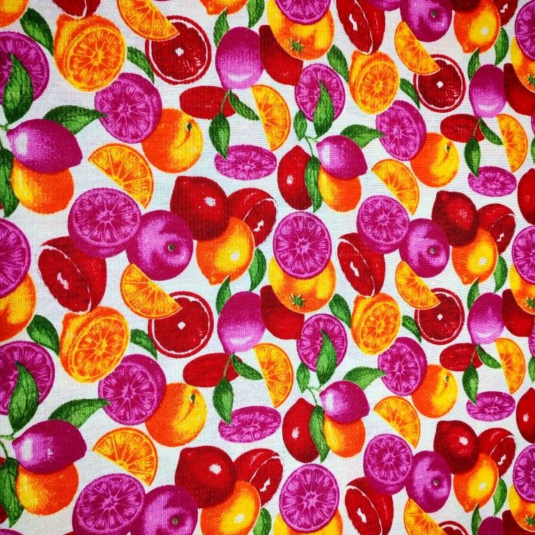 پارچه آشپزخانه عرض 1.5 متر مدل مرکبات رنگ سفید