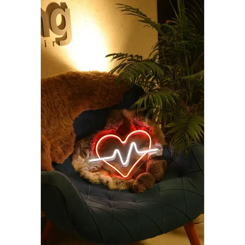 چراغ نئونی دیواری طرح ضربان قلب