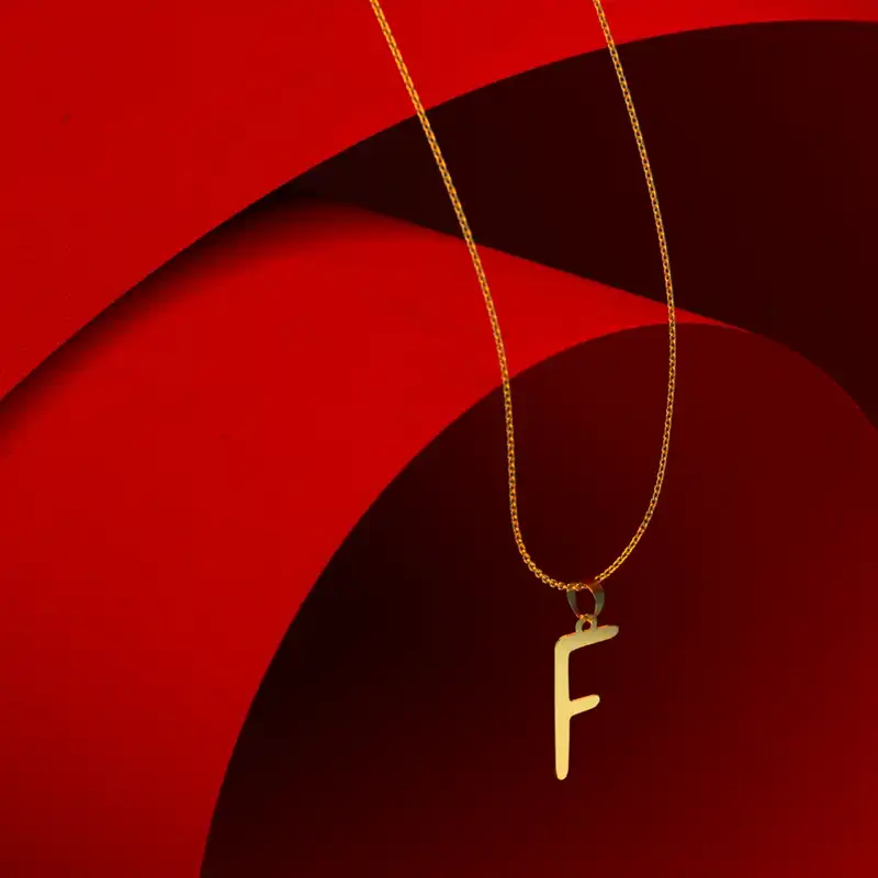 گردنبند طلا 18 عیار زنانه مدوپد مدل حرف F کد H3-1-1578