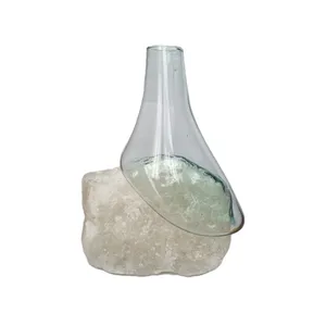 گلدان دکوری مدل سنگ نمک و شیشه