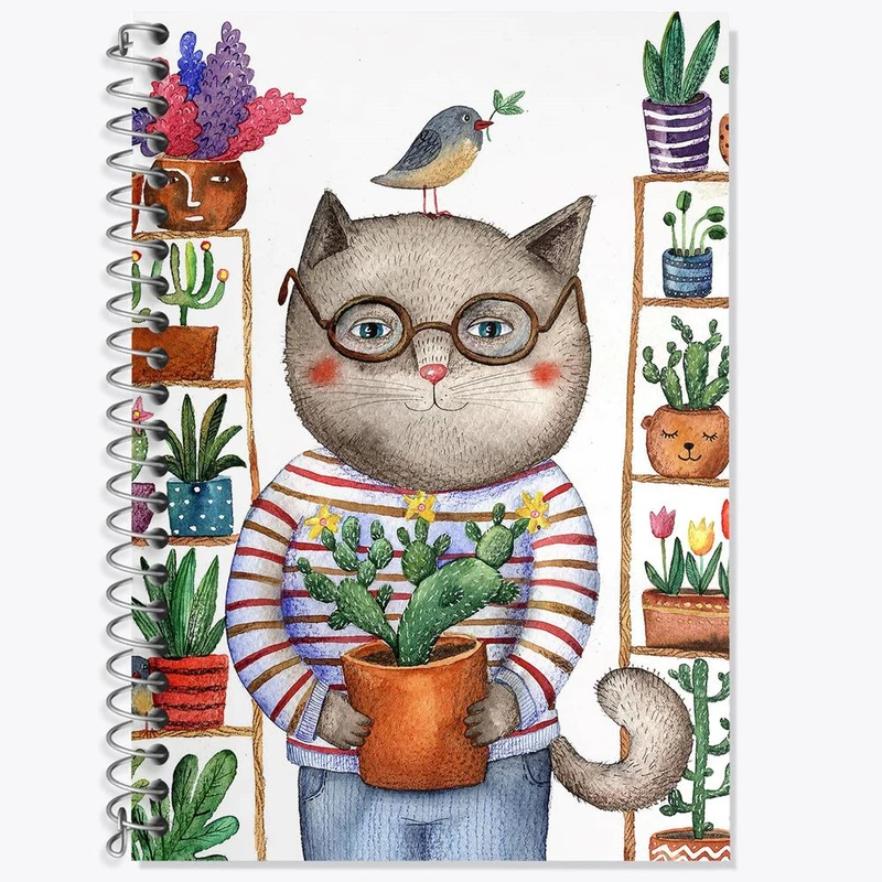 دفتر زبان 50 برگ خندالو مدل دو خط طرح گربه کد 5031