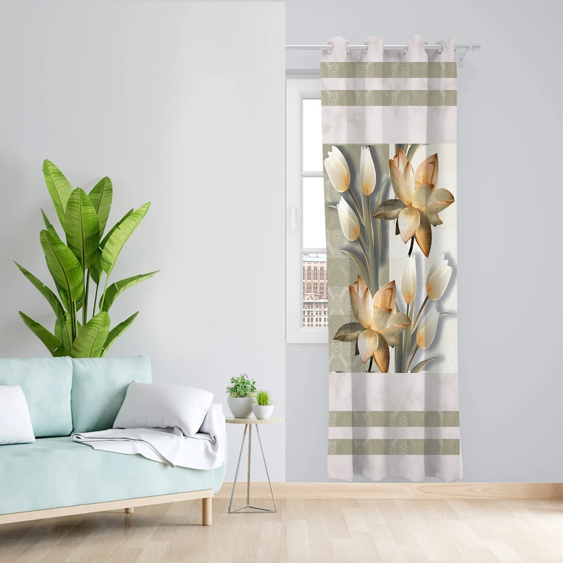 پرده طرح گل مدل مخمل پانچی کد 1885 z سایز 140x200 سانتی متر