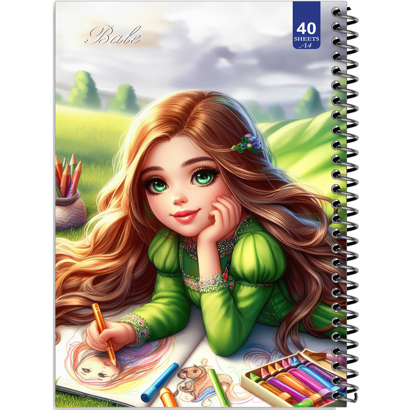 دفتر نقاشی 40 برگ انتشارات بله طرح دختر طراح کد A4-K159