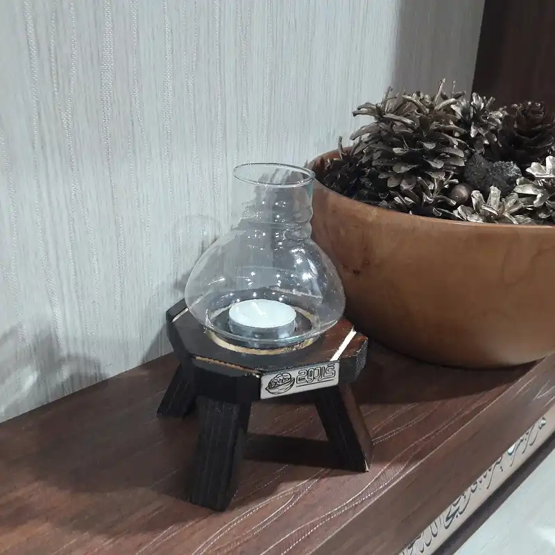 جاشمعی چوبی گردوچ مدل فانوس کد 6000