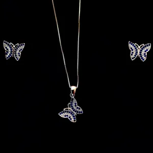 نیم ست نقره زنانه مدل پروانه کد A371