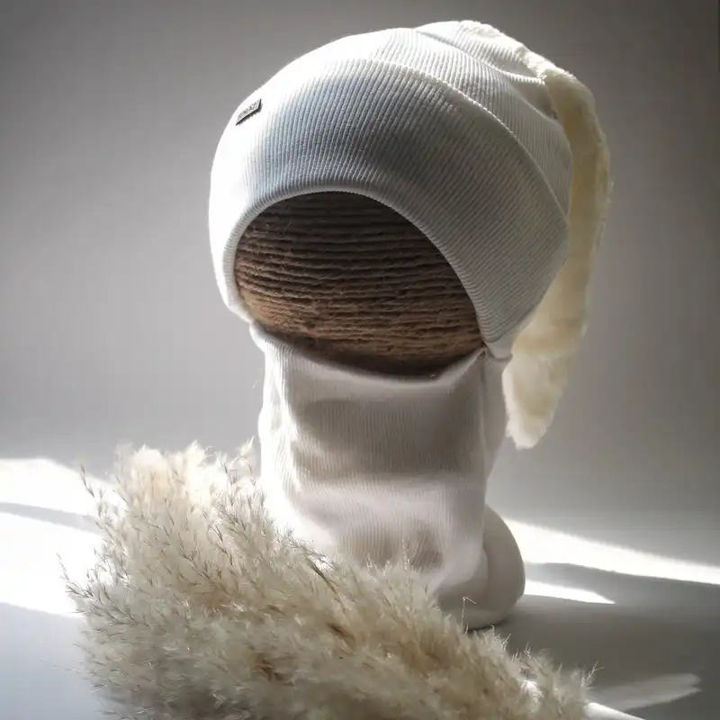 ست کلاه و شال گردن بچگانه ریماز مدل خرگوشی کد m855 رنگ سفید