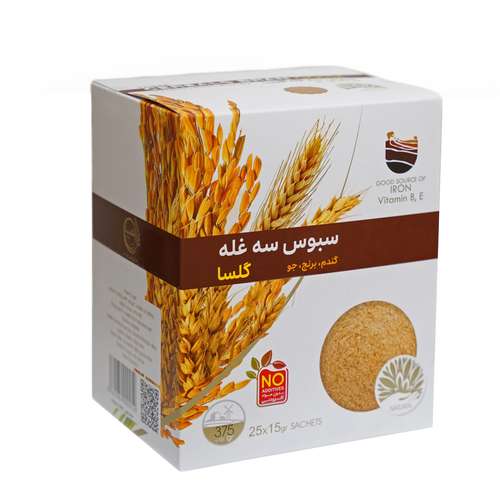 سبوس سه غله گندم  برنج جو گلسا گیل آباد - 375 گرم