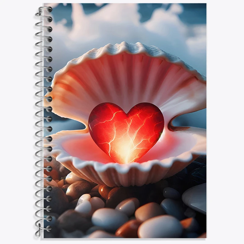 دفتر زبان 50 برگ خندالو مدل دو خط طرح قلب درون صدف کد F7561