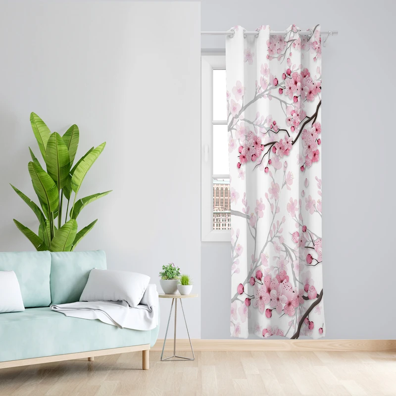 پرده طرح شکوفه مدل مخمل پانچی کد L 1119R Z سایز 140x200 سانتی متر