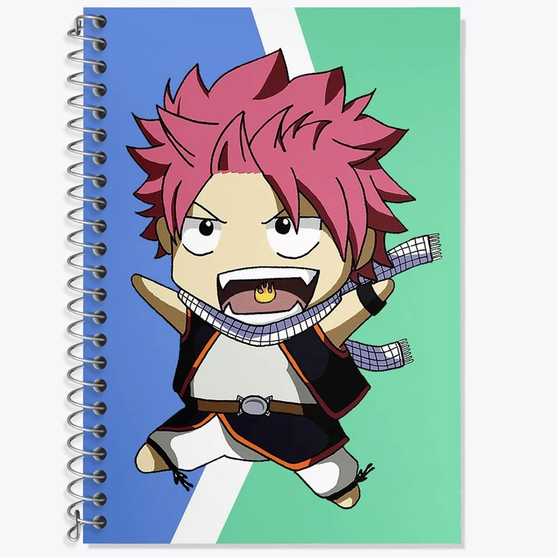 دفتر زبان 50 برگ خندالو مدل دو خط طرح ناتسو انیمه فری تیل Fairy Tail کد 16501