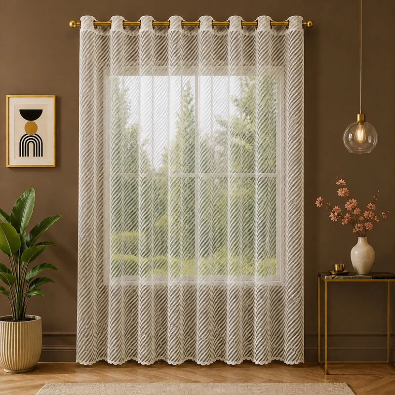 پرده پانچ تیکو دکو مدل تور راشل کادکا طرح ریوا دالبوردار سایز 280 × 300 سانتی‌متر