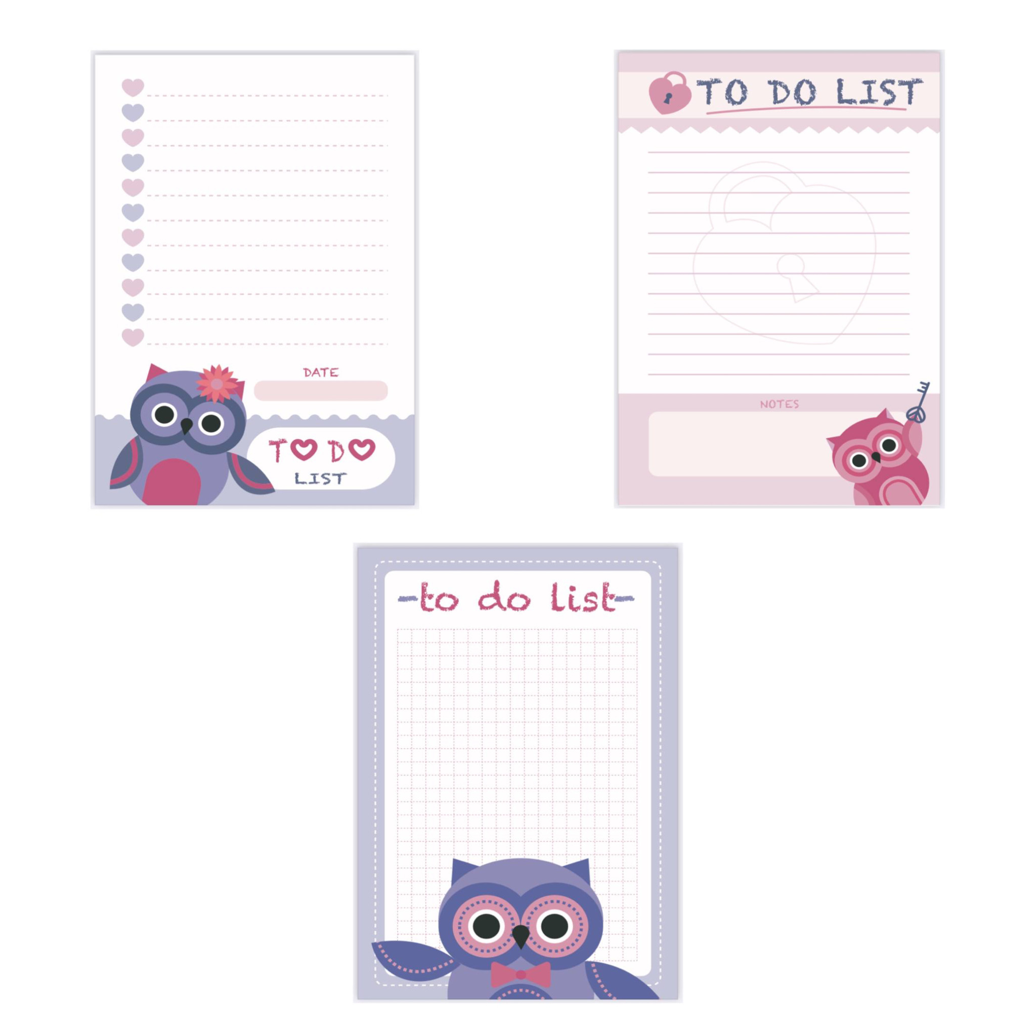 کاغذ یادداشت مدل to do list طرح جغد مجموعه 3 عددی