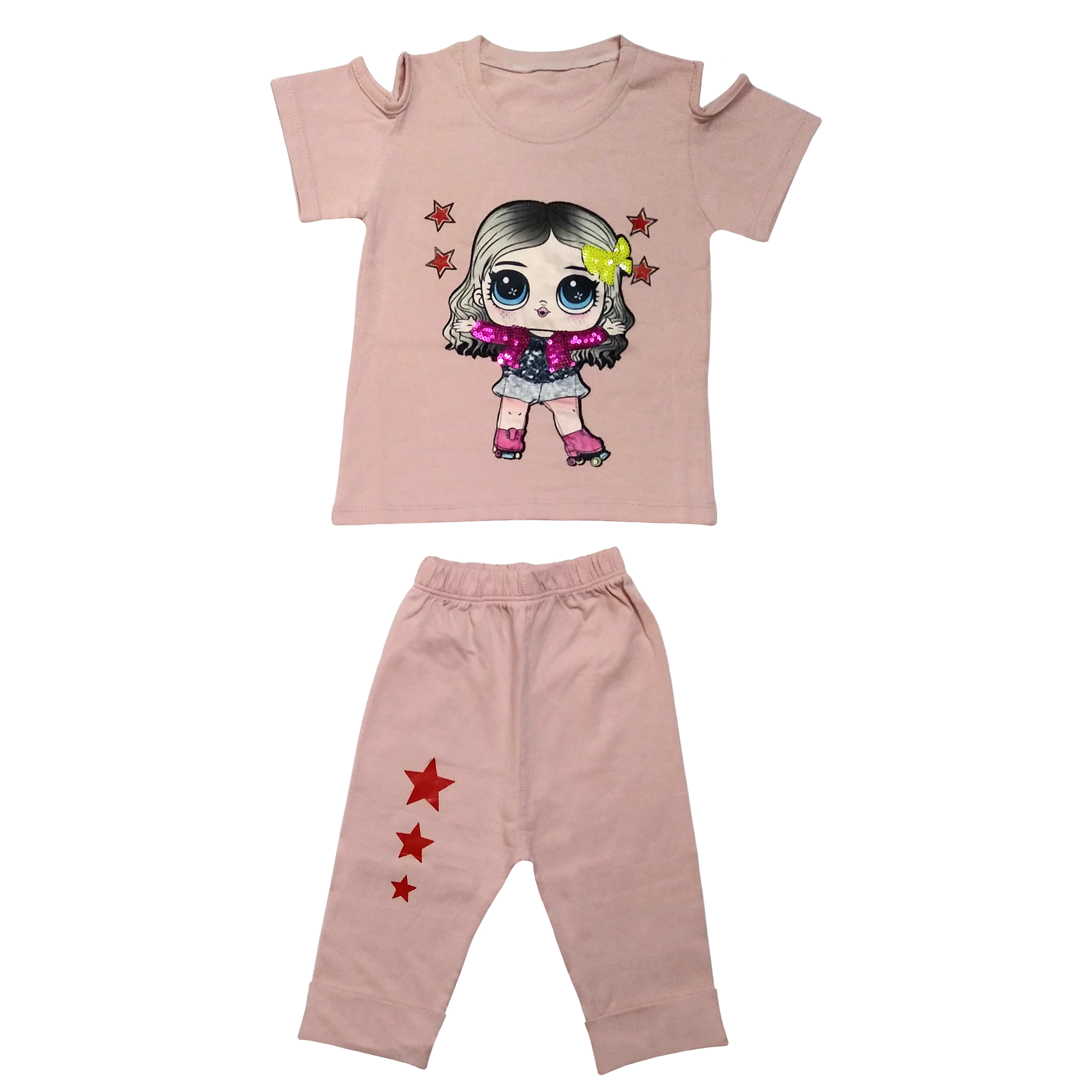 ست تی شرت و شلوارک نوزادی مدل دختر کد M548